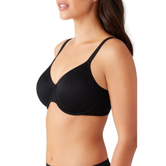 🆕WACOAL Inside Job Full Unpadded Underwire Bra 36DDD Black #855345 - Picture 3 of 8